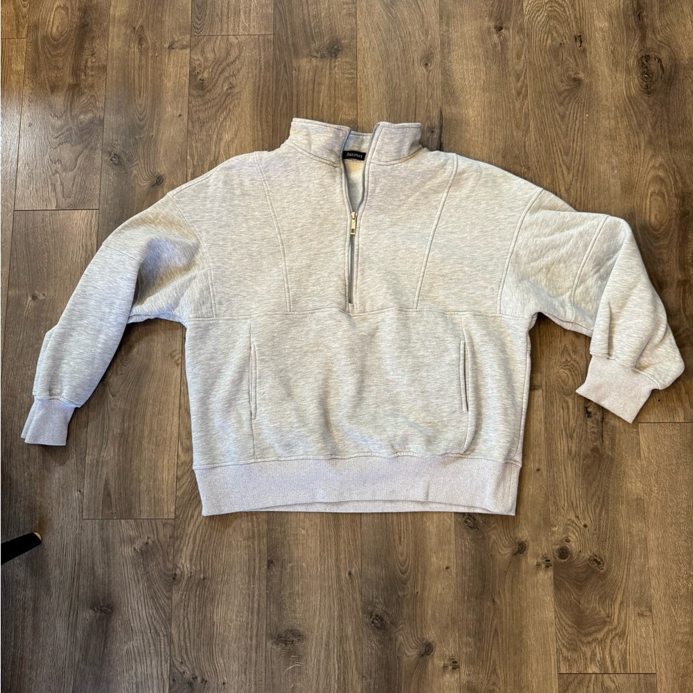 Gray Quarter-Zip Pullover Sweatshirt